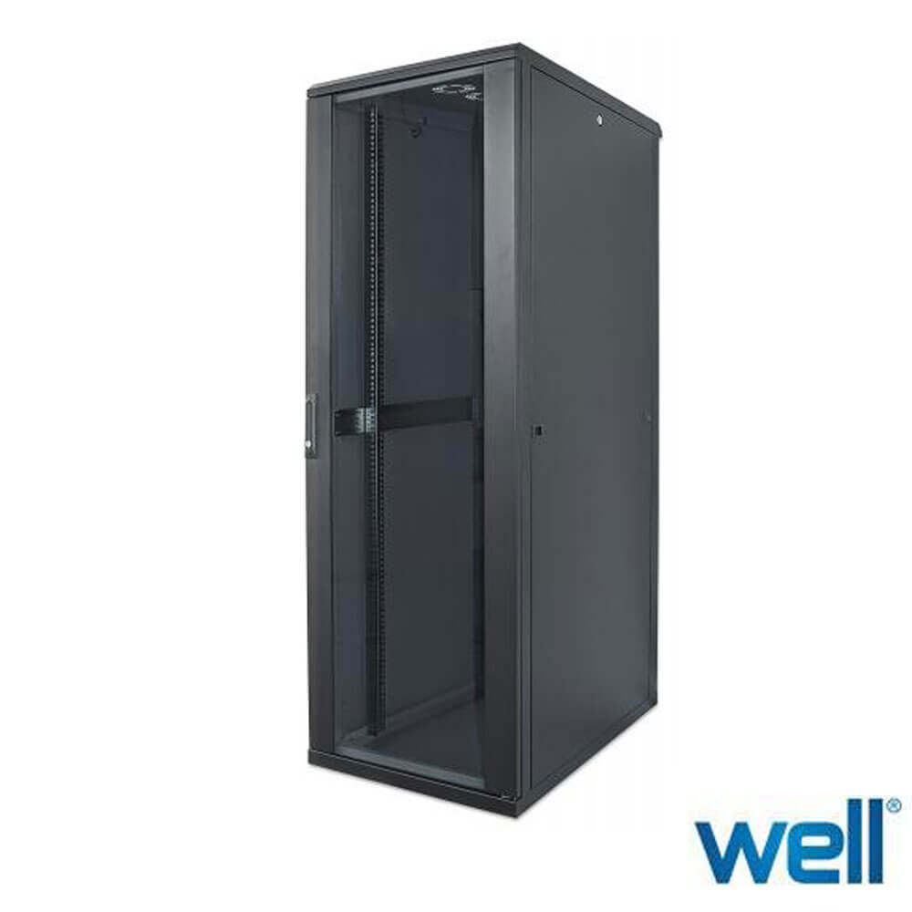 Cabinet Rack 22U negru 1120x600x600mm sarcină 1500kg — Well CAB/NW-19/22U-112X60X60/BK/FP-INTL
