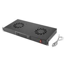 Unitate 1U cu 2 ventilatoare, 19 inch, LCD, termostat cu senzor temperatura, 230V - OEM AK-1502-B