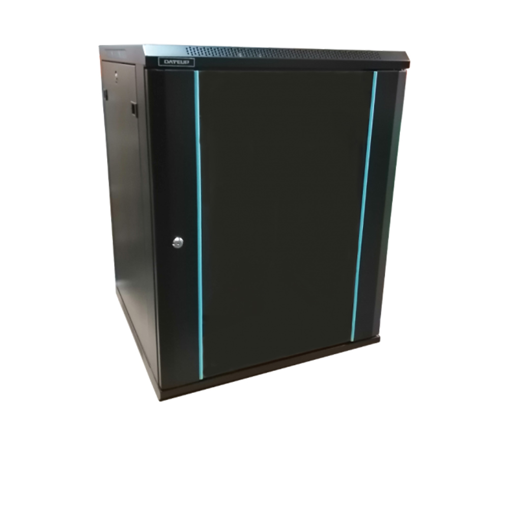 Cabinet metalic, 12 Unitati, Neasamblat, Culoare Neagra - DATEUP Rack 12U 600x450