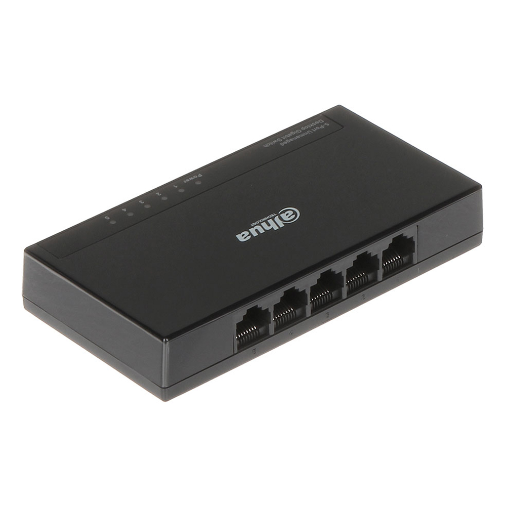 Switch unmanaged 5 porturi Gigabit Ethernet 10 Gbps 7.44 Mpps fanless desktop plastic - Dahua PFS3005-5GT-L-V2