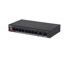 Switch 8 PoE 100Mbps+ 2 Uplink Gigabit, 96W, Port Hi-PoE, PoE Watchdog - Dahua PFS3010-8ET-96-V2
