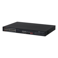Switch 16 PoE + 2 Uplink RJ45 sau SFP Gigabit, Buget total 135W, PoE 250m - Dahua PFS3218-16ET-135