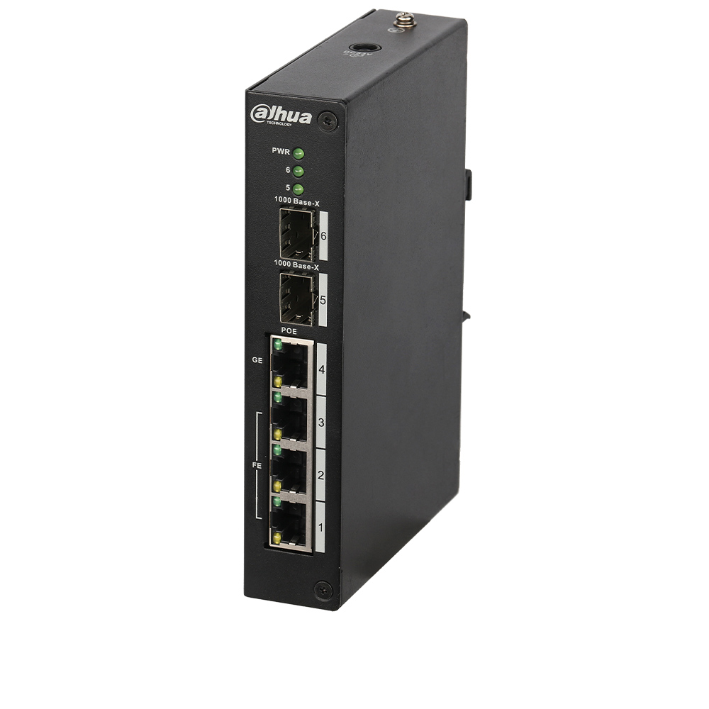 Switch 4 PoE + 2 Uplink SFP, 120W, Port 4 Gigabit Hi-PoE , Porturile 1-3 PoE+ - Dahua PFS4206-4P-120