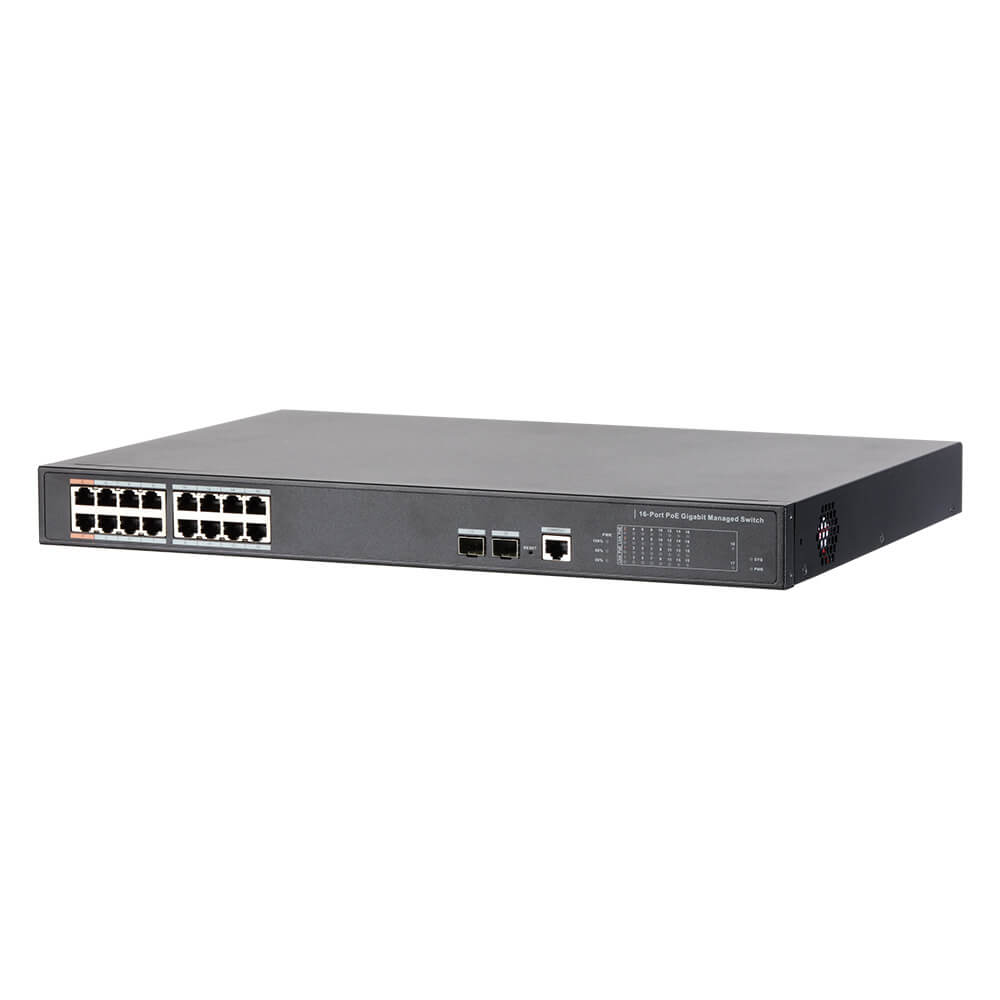 Swich 16 PoE + uplink (2xSFP + 1xRJ45), Giga, 190W, 2x Hi-PoE - Dahua PFS4218-16GT-190