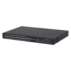 Switch 24x PoE 100Mbps + 2x Uplink Gigabit, 2 SFP, 360W, Web Management - Dahua PFS4226-24ET-360-V3