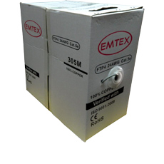 Cablu FTP, Cupru, Cat.5e, 24AWG, Gri, Rola 305m - Emtex EMT-FTP5E24AWG