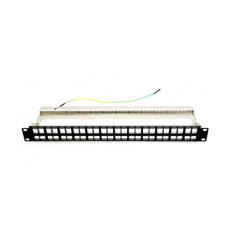 Patch panel 48 porturi, 1U, neechipat, ecranat, suport cabluri integrat, negru- Emtex EMT-PP48-BLANK