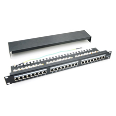 Patch panel 24 porturi, 1U, FTP Cat.6, Krone+110, suport de cabluri integrat - Emtex PBPP17
