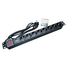 Bara alimentare aluminiu PDU, 19 inch, 8 prize schuko + switch, 2m - Emtex PDU8PK