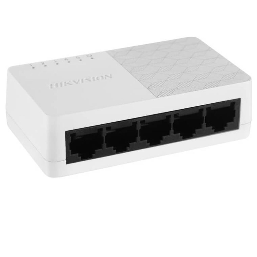 Switch 5 porturi 10/100Mbps, desktop, plastic, Plug & Play - HikVision DS-3E0105D-O