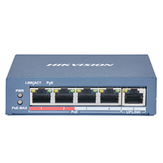 Switch 4 PoE + 1 Uplink 1000 Mbps, 58W, 250m- HikVision DS-3E0105P-E(B)