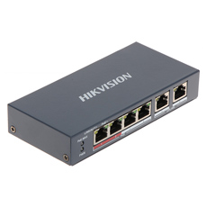 Switch 4 porturi PoE + 2 porturi Uplink, 35W, Fara management - HikVision DS-3E0106P-E/M