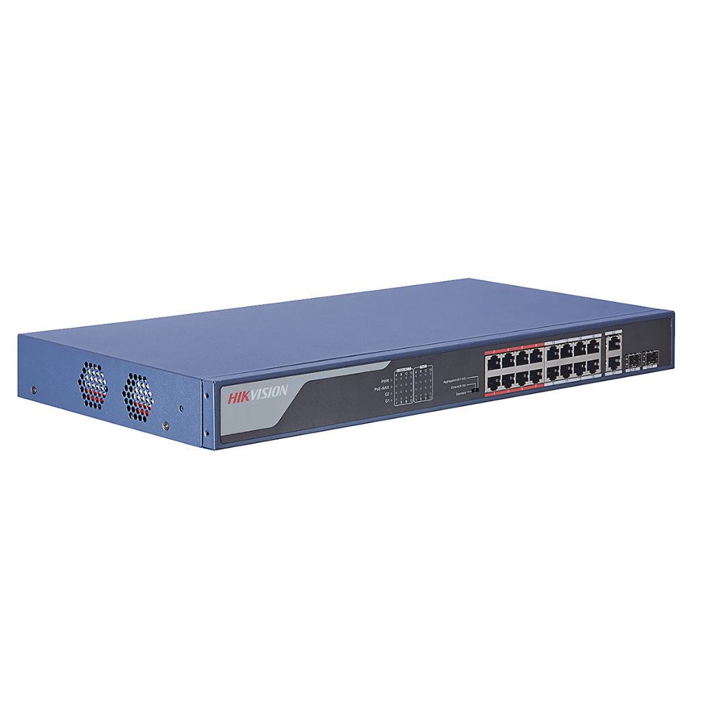 Switch 16 PoE + 2 Uplink, 230W, 300m- HikVision DS-3E0318P-E(B)