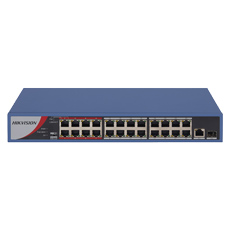Switch 24 PoE + 1 port Gigabit + 1 port SFP Uplink, 225W - HikVision DS-3E0326P-E/M(B)