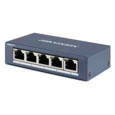 Switch 4 porturi Gigabit + 1 Uplink, Fara management, 10Gbps, Metal - HikVision DS-3E0505-E