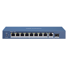 Switch 8 PoE Gigabit + 2 Uplink SFP, 58W, Fara management - HikVision DS-3E0510P-E/M