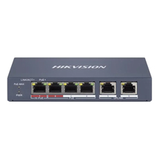 Switch 4 PoE +2 Uplink 100Mbps, 60W, 300m, management - HikVision DS-3E1106HP-EI