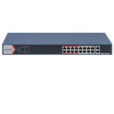 Switch PoE 16 porturi, 2 Gb Combo, management avansat, extensie 300m - HikVision DS-3E1318P-EI(B)