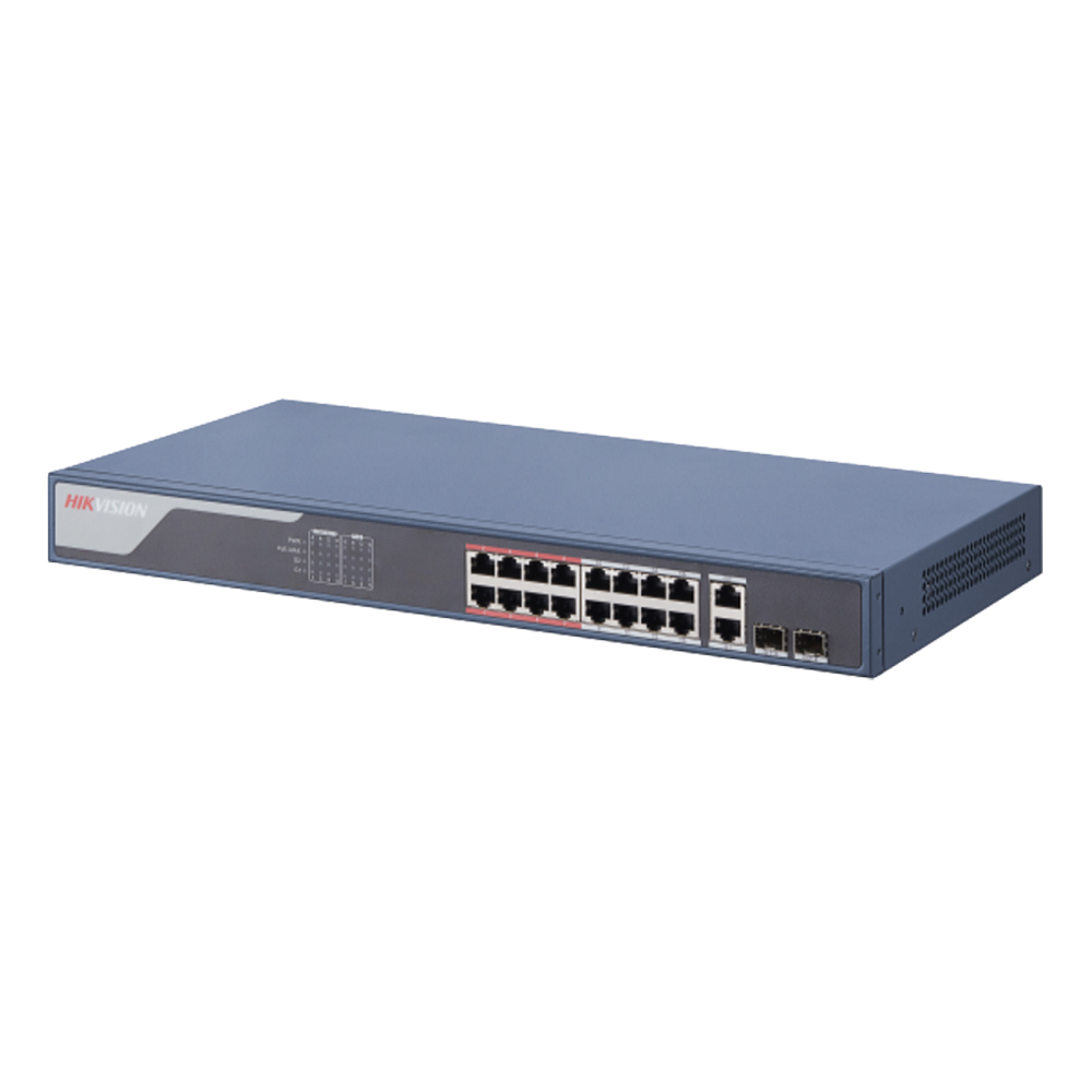 Switch 16x PoE 100Mbps + 2x Uplink Gigabit, 230W, Web Management - HikVision DS-3E1318P-SI