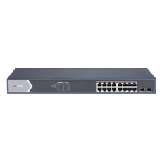 Switch 16 PoE Gigabit + 2 Uplink SFP, 225W, cu management - HikVision DS-3E1518P-SI