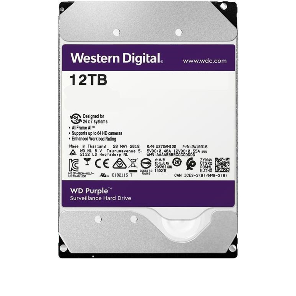 Hard Disk 12 TB WD Purple SATA 3.5" 7200 RPM 256 MB - Western Digital WD121PURX