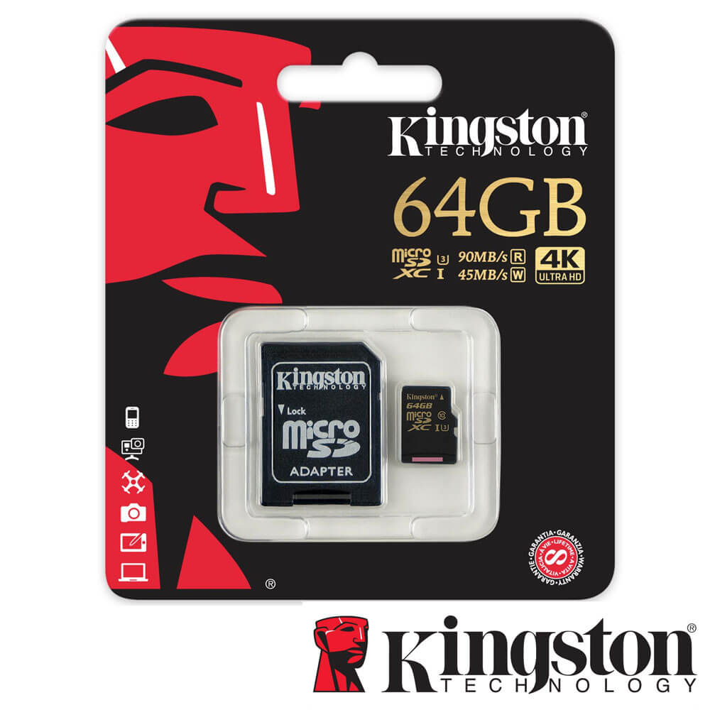 Micro SDXC 64GB, Clasa U3 UHS-I, Adaptor SD - Kingston SDCG/64GB