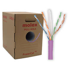 Cablu U/UTP cat.6, manta LSZH, Euroclass Cca-s1a,d1,a1 - 305m/tambur, Violet - Molex CAA-00444-VL