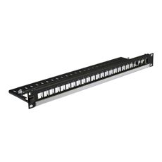 Patch panel 1U, 24 porturi neechipat, conectori Keystone, bare gestionare cabluri - Molex PID-00257