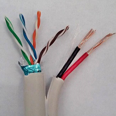 FTP Cat.5 CUPRU +  Alimentare 2x1.5 mm din cupru litat - OEM FTP-CAT5e-24AWG-A-2x1.5