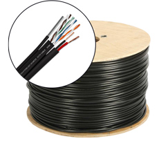 Cablu FTP autoportant cu alimentare 2x1.5, cat 5E, CUPRU 100%, 305m, negru - OEM FTP5E-2x1.50-MESS