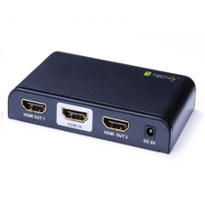 Splitter HDMI 4K activ, ver. 2.0, alim. inclus, 1 intrare, 2 iesiri, negru - Techly IDATAHDMI2-4K2