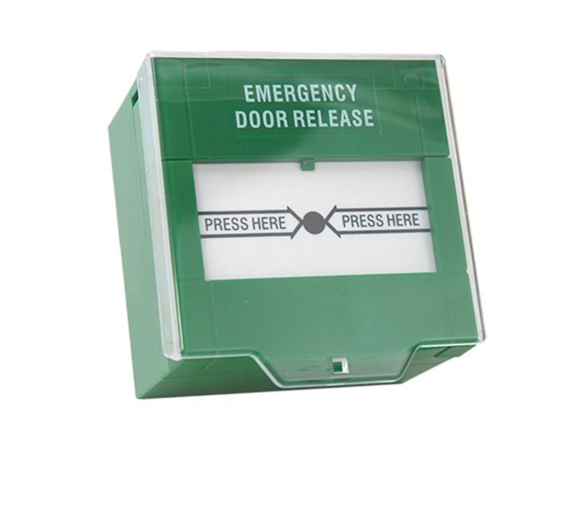 Buton iesire urgenta de culoare verde, capac de protectie transparent - OEM ND-EDR911-C