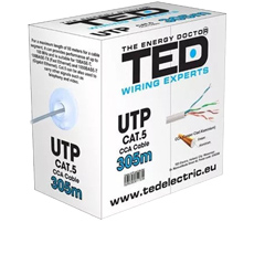 Rola cablu FTP Cat 5e cupru, cu alimentare 2x0.75 litat Cupru, 305 metri  - PSS FTP-A-305