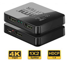 Splitter HDMI 2 porturi, 1 intrare-2 iesiri, 3D, 4K x 2K, FULL HD, cablu USB - PremiumCord khsplit2c