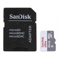 Card memorie 64GB, Clasa 10, Seria Ultra, include adaptor - SanDisk SDSQUNR-064G-GN6TA