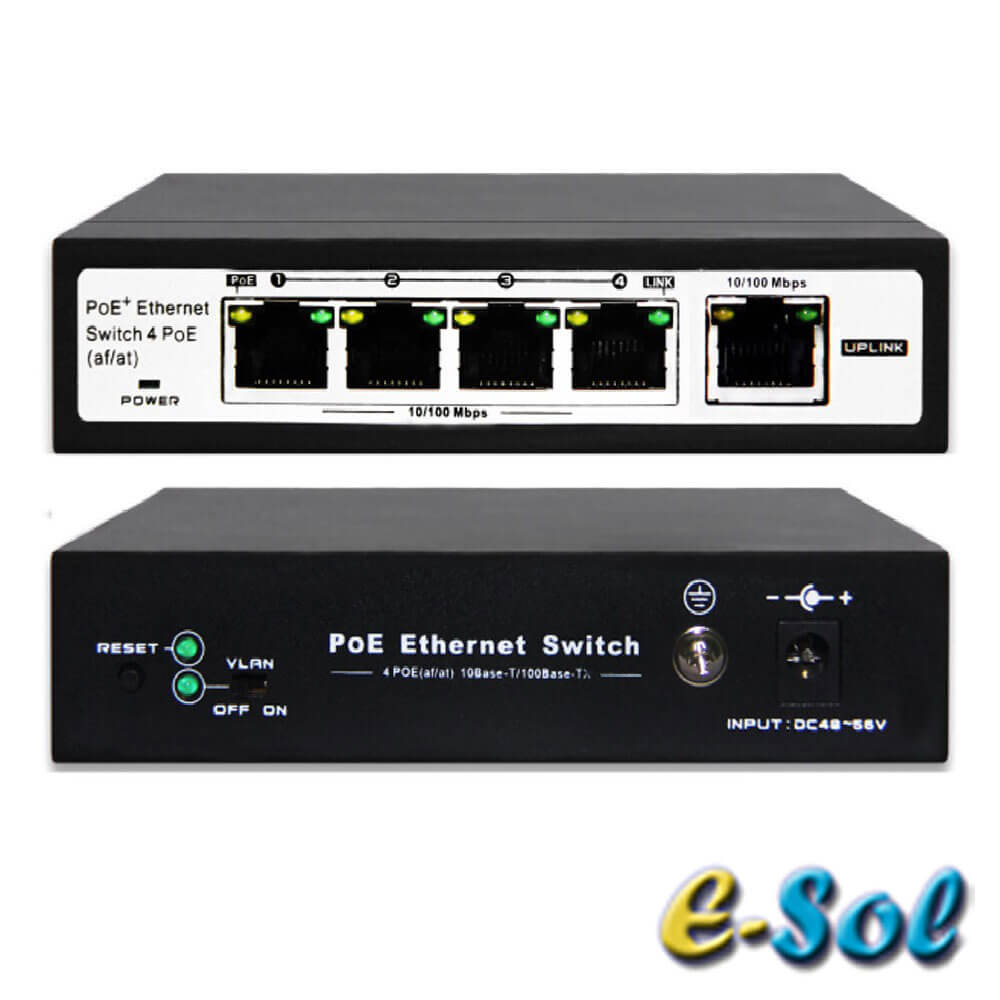 Switch POE 4-porturi  - Q-See ESOL-SO4PoE-P60