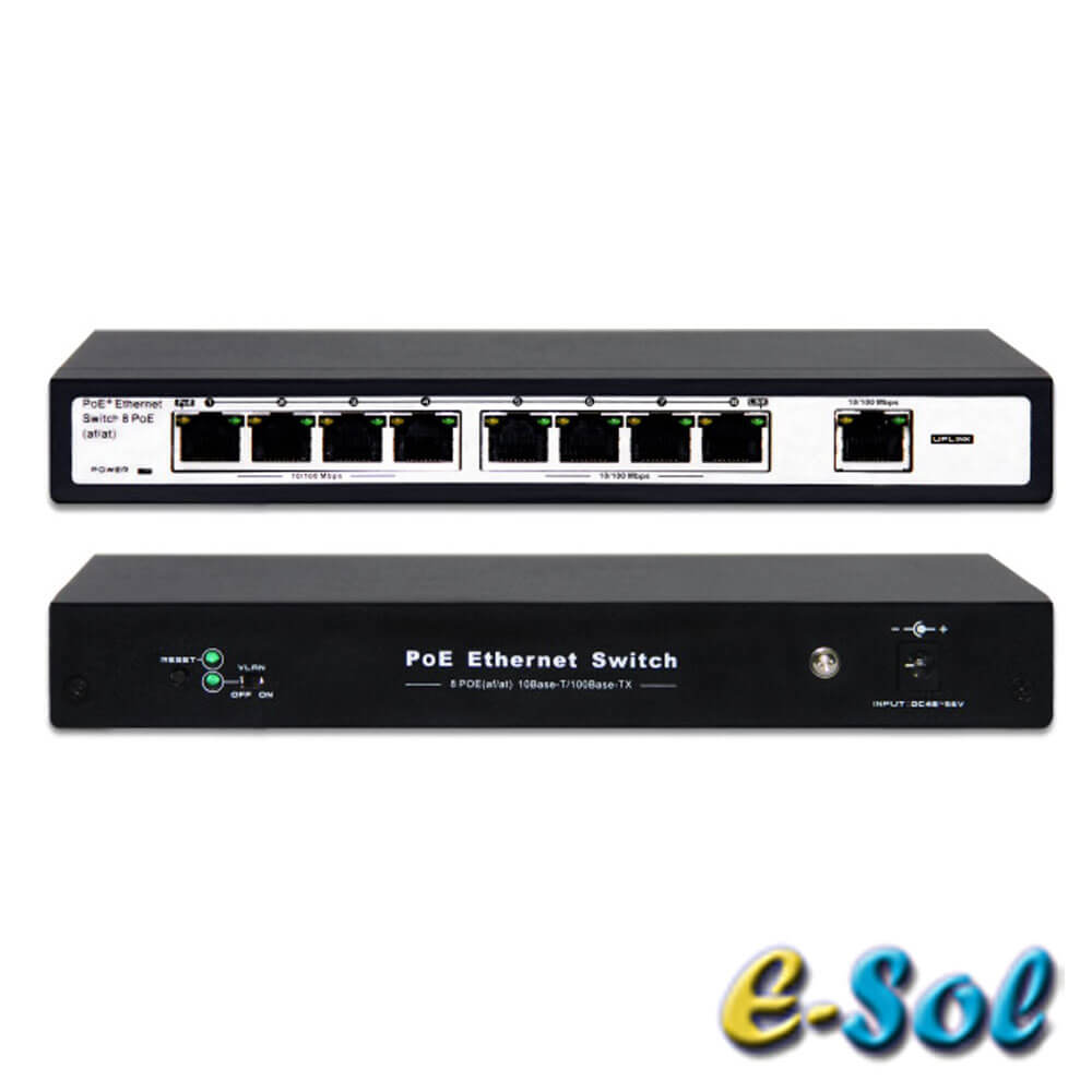 Switch POE 8 porturi - Q-See ESOL-SO8PoE-P120