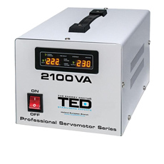 Stabilizator tensiune servomotor monofazat, display digital 2100VA / 1200W - TED Electric 2100SVC