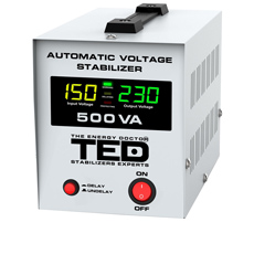 Stabilizator tensiune monofazat, Display LCD, 500VA / 300W- TED Electric 500VA-LCD