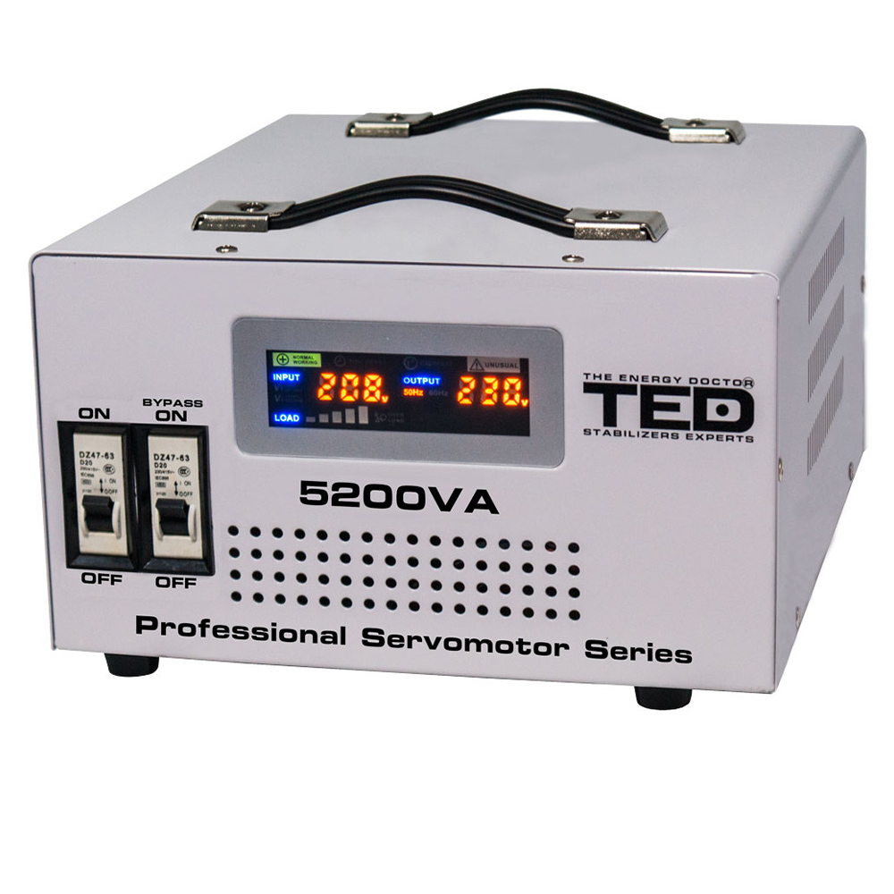 Stabilizator tensiune servomotor monofazat, display digital, 5200VA / 3000W - TED Electric 5200SVC