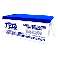 Acumulator gel 12V 205Ah terminal M8 — TED Electric AGMTED12205