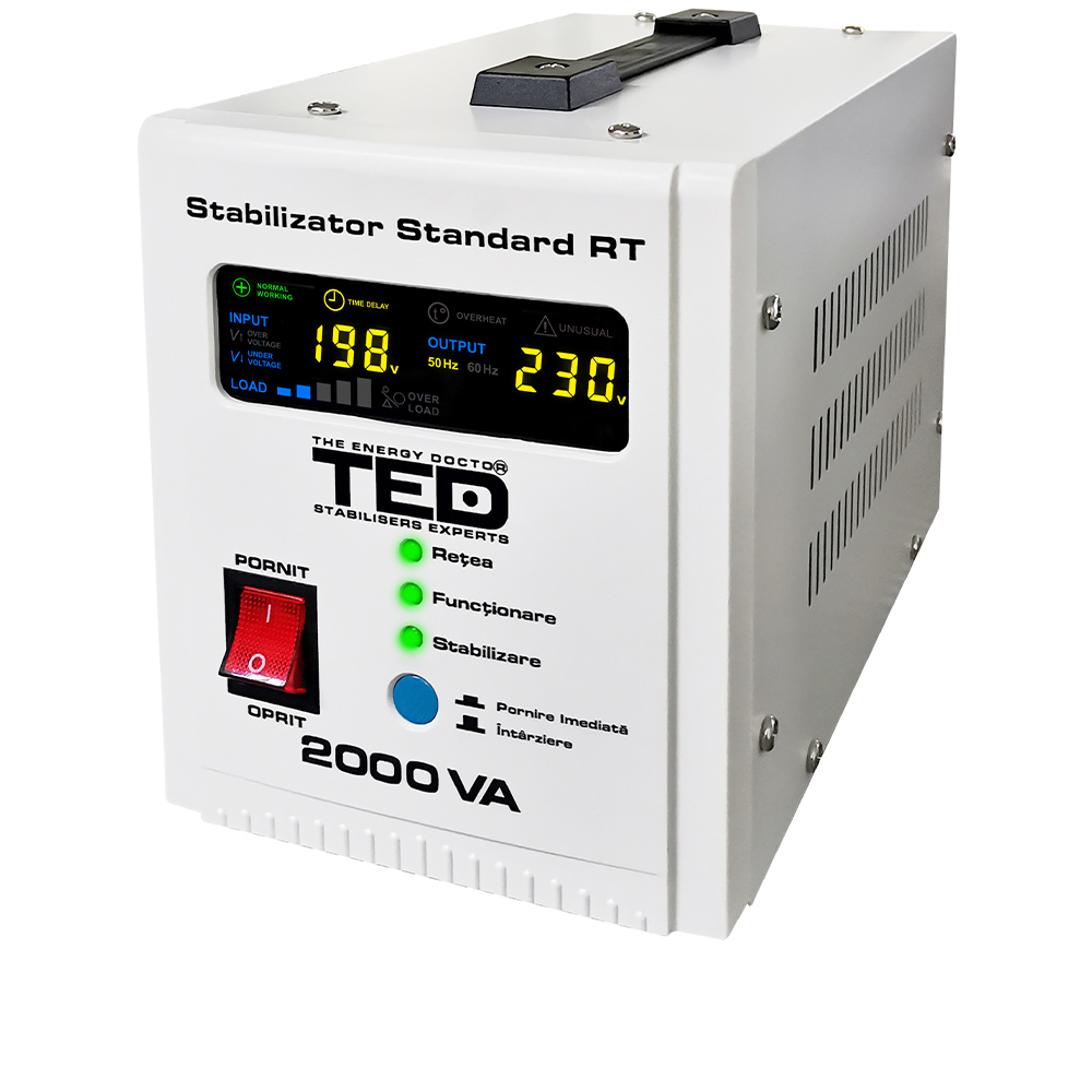 Stabilizator tensiune monofazat, 2000VA / 1200W - TED Electric RT 2000VA