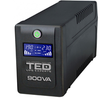 UPS 900VA/500W Line Interactive, 2 iesiri schuko, display LCD, cu management - TED Electric TED-900