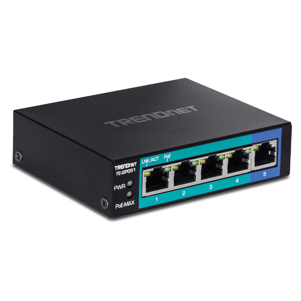Switch 4xRJ45Gigabit PoE+ 35W, 1xRJ45 UpLink - TRENDnet TE-GP051