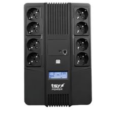 UPS TSY Power 1000VA/600W LCD, AVR, repornire automată, 8 Schuko, RJ45,USB - TSY Power TSY-D-1K0-LCD