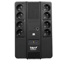 UPS 1000VA/600W, LED, AVR-Repornire automata, 8x Schuko, 2x RJ45, USB-B - TSY Power TSY-D-1K0-LED