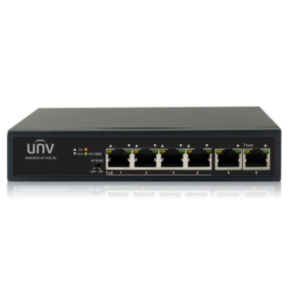 Switch 4 porturi PoE+, 2 porturi uplink RJ45 - UNIVIEW NSW2010-6T-POE-IN