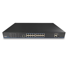 Switch 16 PoE+, Uplink 2 porturi Gigabit + 1 port SFP, 300W, Rackabil - UTEPO UTP1-SW16-TP300