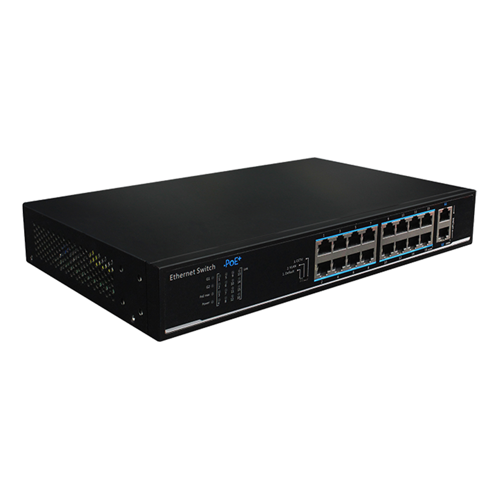 Switch 16 PoE 1000Mbps + 2 Uplink 1000Mbps, 135W, PoE 250m - UTEPO UTP1218-PSB150