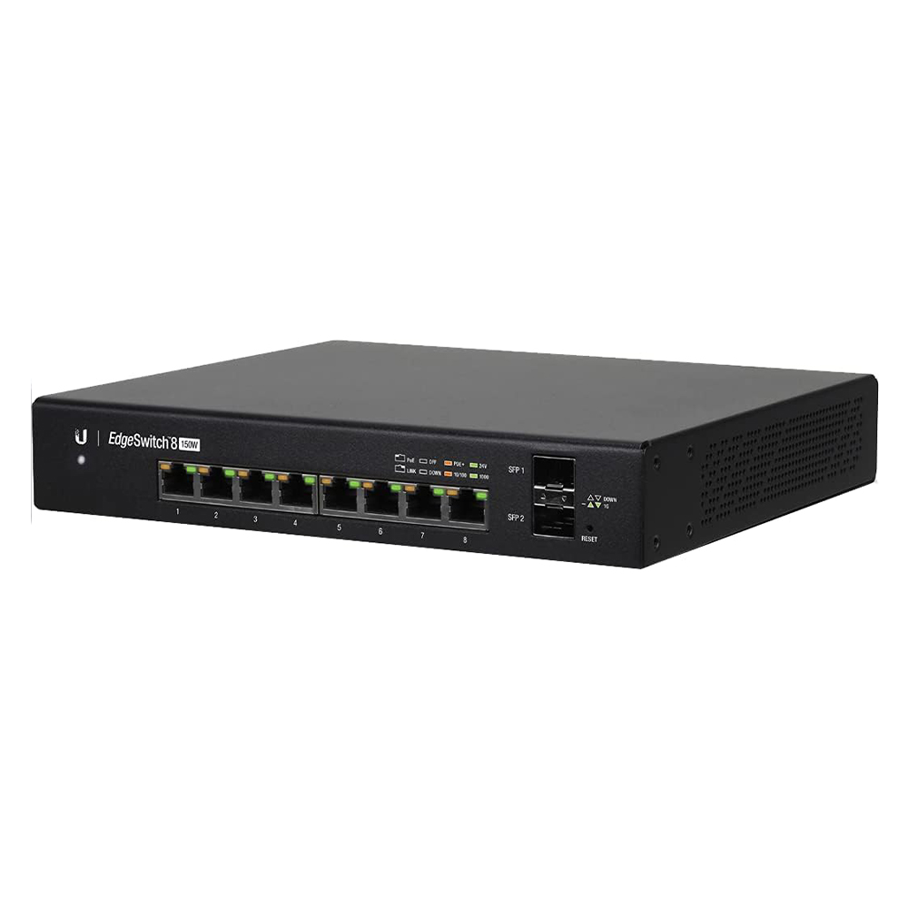 EdgeSwitch 8x RJ45 Gbit PoE+, 2xSFP, 150 W, Cu management - Ubiquiti ES-8-150W